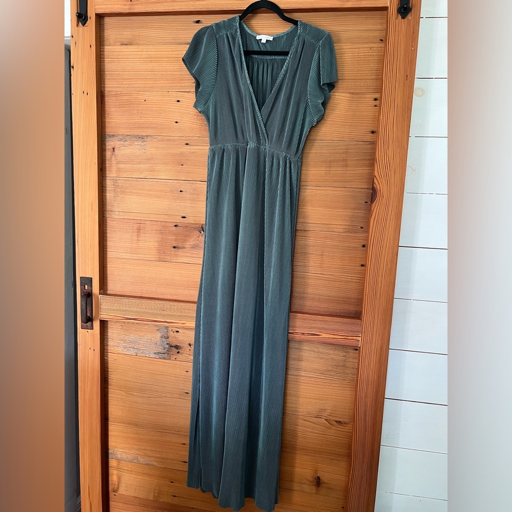 Baltic Born steel blue metallic maxi dress, size large.